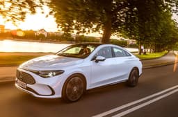 Mercedes-Benz CLA EV front quarter on highway